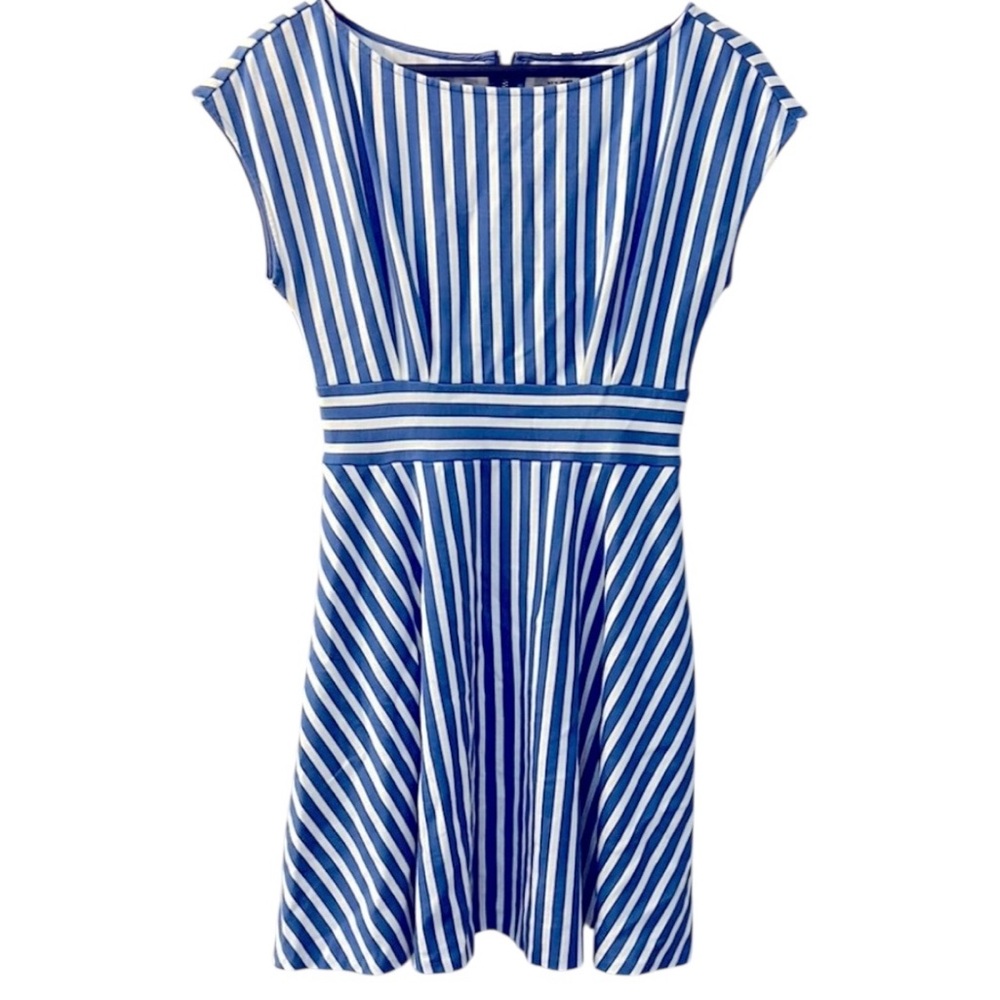 KATE SPADE DRESS Basket Stripe Ponte Fiorella Preppy Blue White Sz Small - Picture 2 of 12